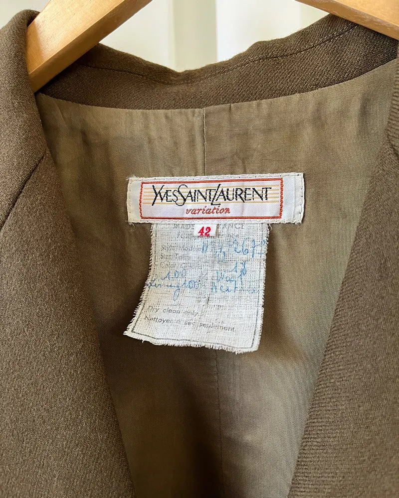 80s YSL Olive Wool Jacket | M