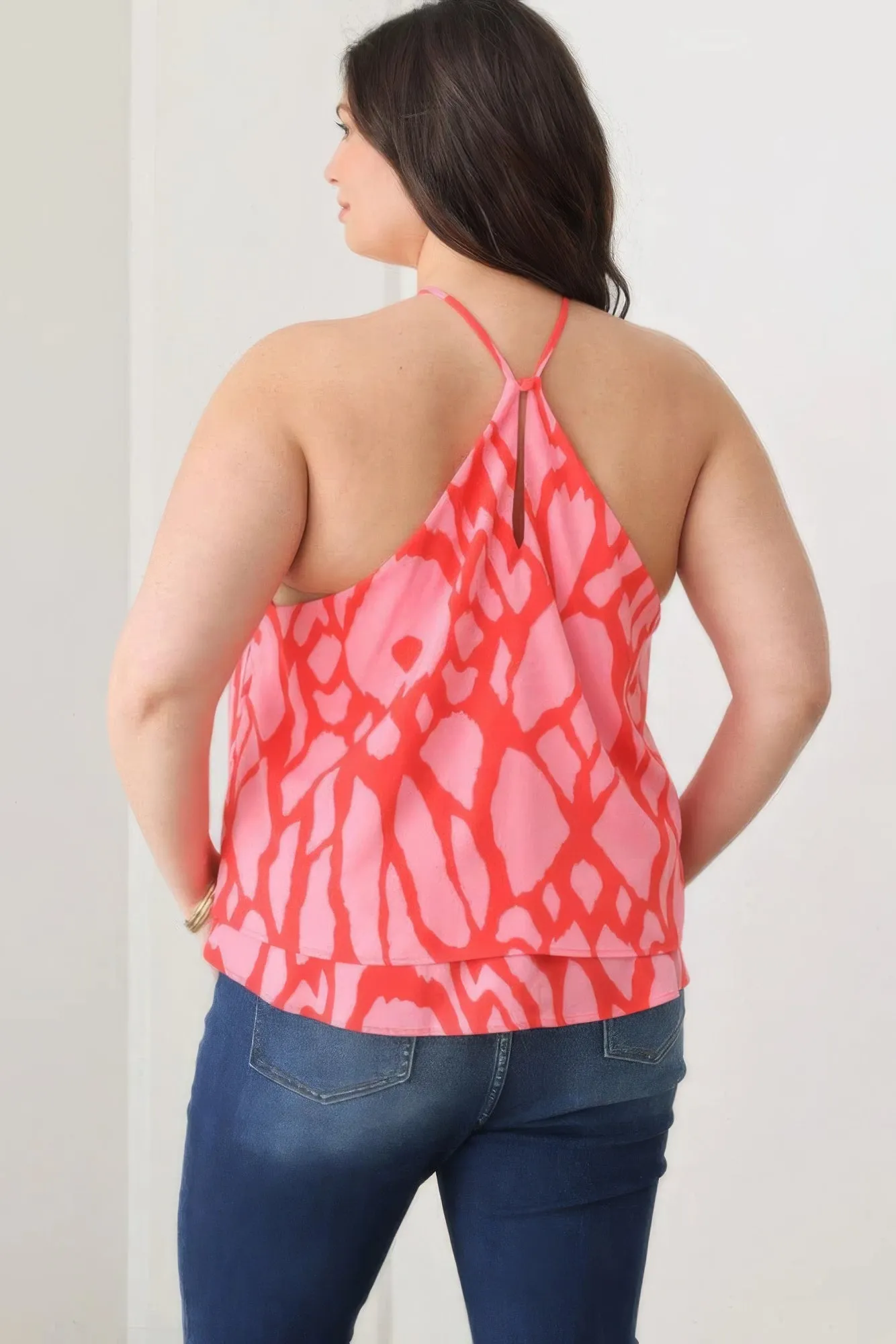 Abstract Print Halter Top for Plus Size