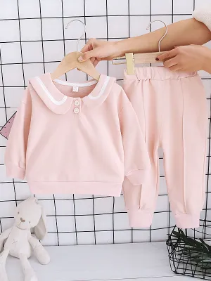 Baby Preppy Peanut Gallery Collared Sweatshirt And Pants Set