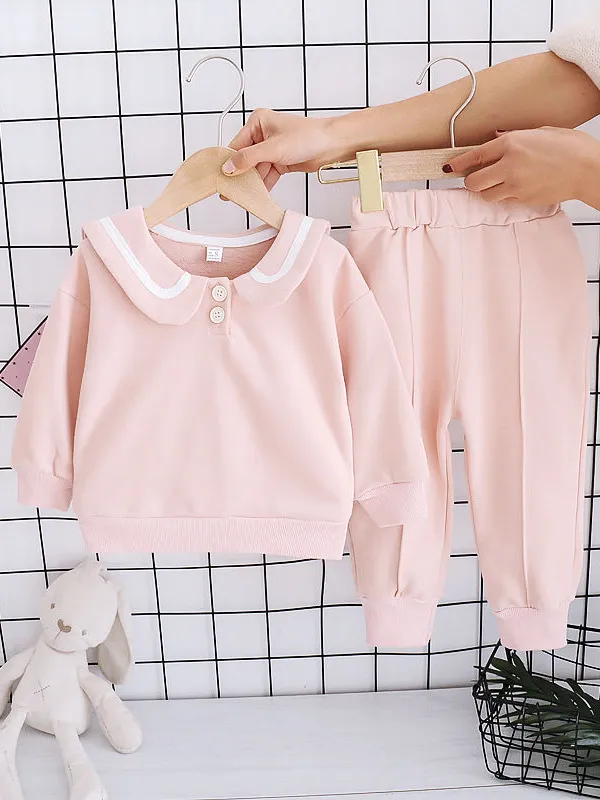 Baby Preppy Peanut Gallery Collared Sweatshirt And Pants Set