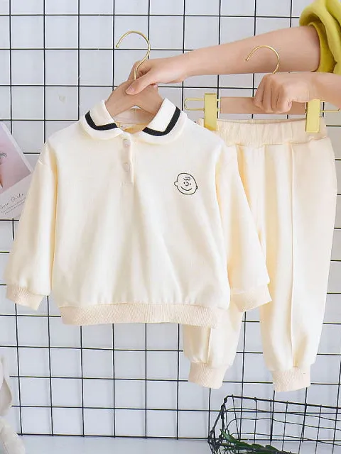 Baby Preppy Peanut Gallery Collared Sweatshirt And Pants Set