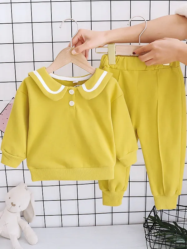 Baby Preppy Peanut Gallery Collared Sweatshirt And Pants Set