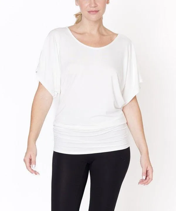 Bamboo U Neck Dolman Sleeve Tunic Top