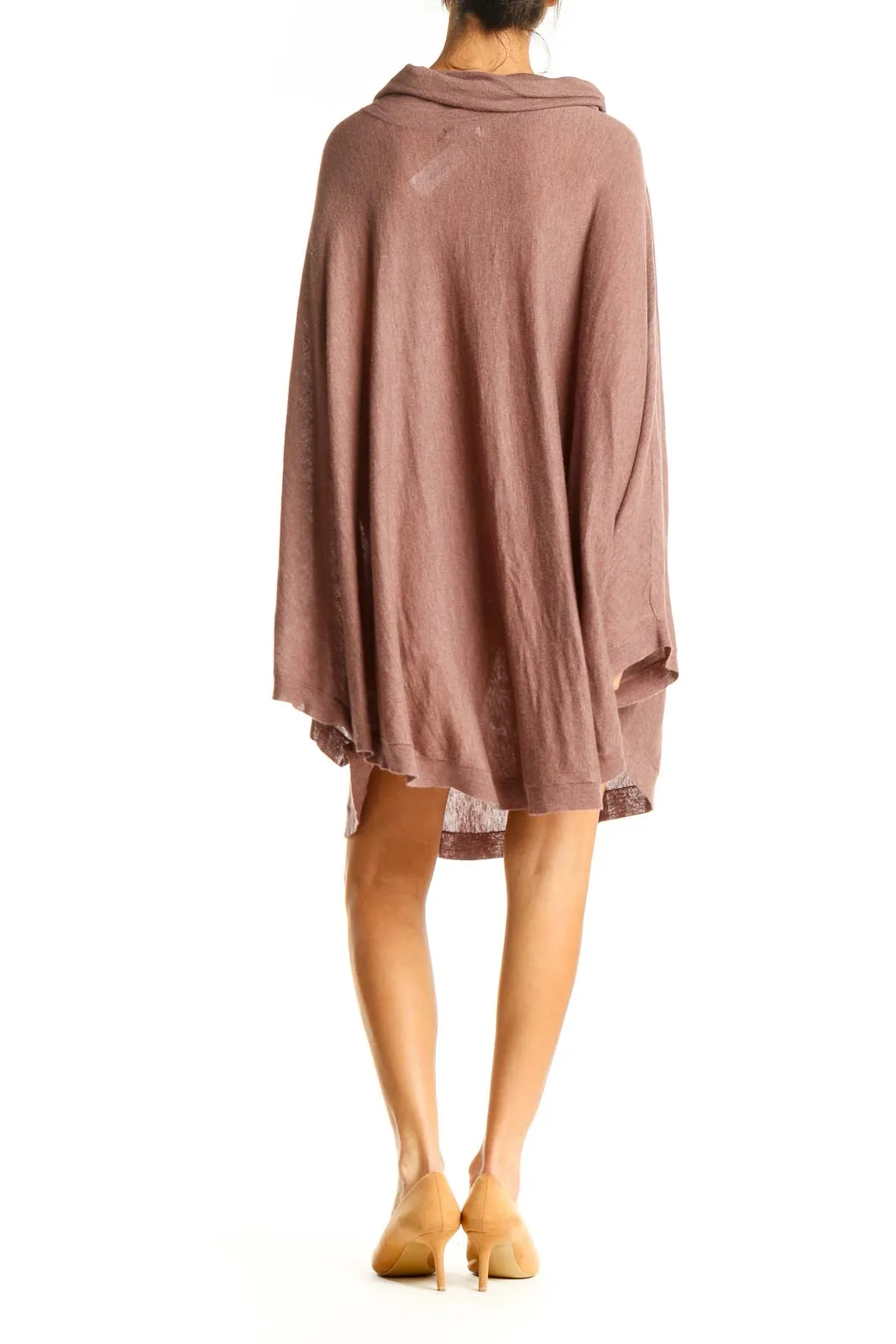 Brown Solid Knit Shift Dress