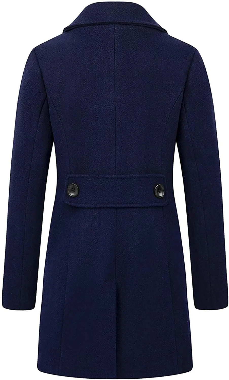chouyatou Women Elegant Notched Collar Double Breasted Wool Blend Over Coat