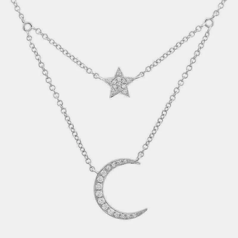 Double Chain Star Moon Necklace