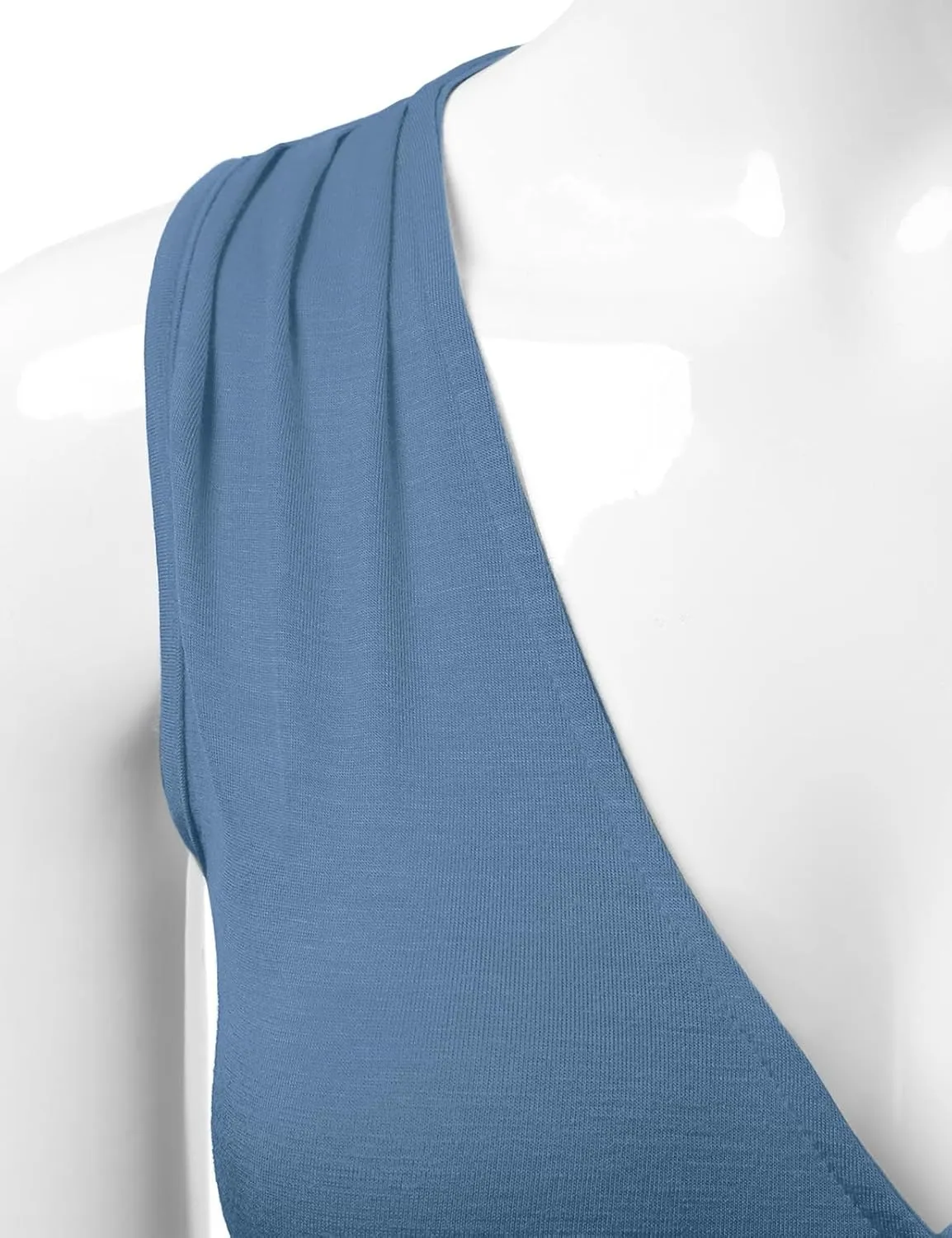 DOUBLJU Tank Tops For Women Cami Deep V Neck Sleeveless Satin Ruched Hem Tops Casual Basic Wrap T Shirts with Plus Size