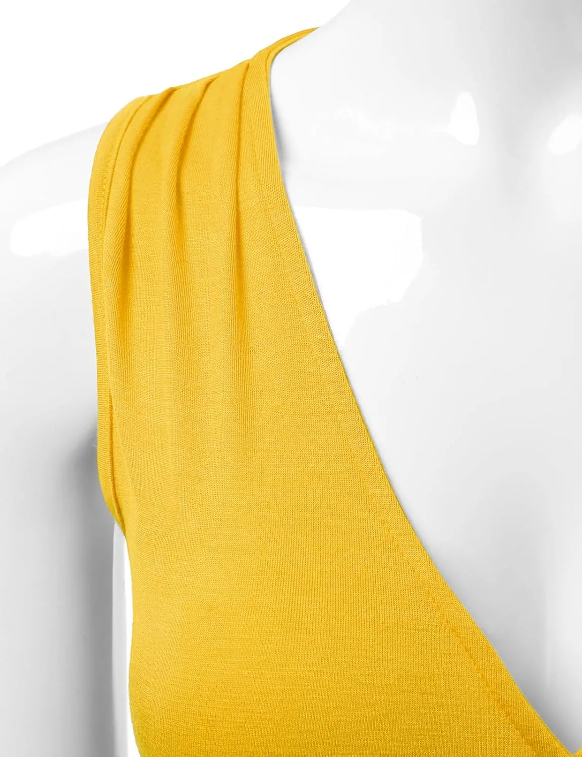 DOUBLJU Tank Tops For Women Cami Deep V Neck Sleeveless Satin Ruched Hem Tops Casual Basic Wrap T Shirts with Plus Size