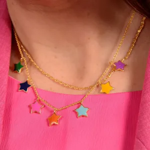 Enamel Rainbow Star Gold Necklace