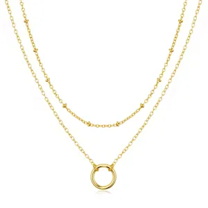 Gold Plated Double Layered Circle Necklace