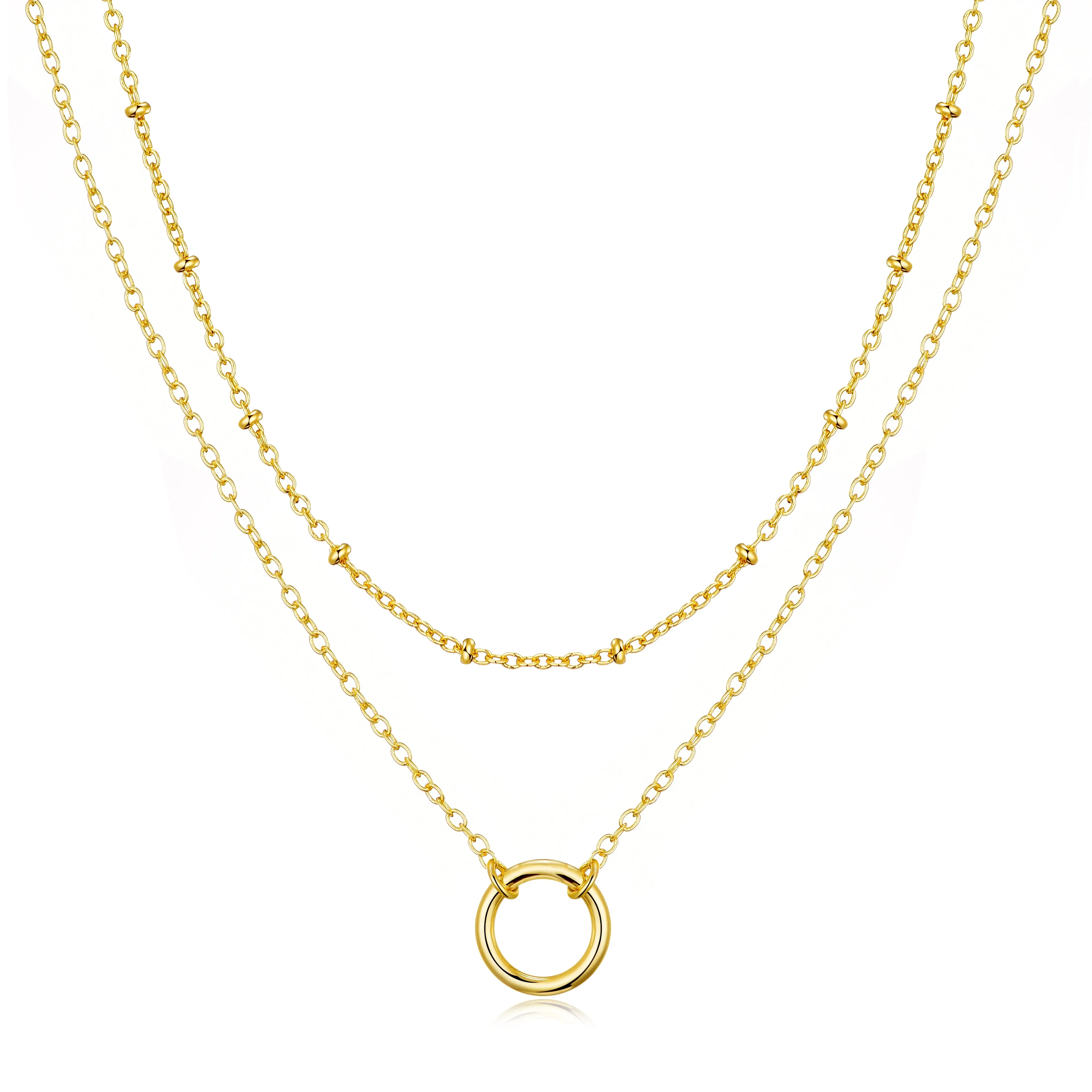 Gold Plated Double Layered Circle Necklace