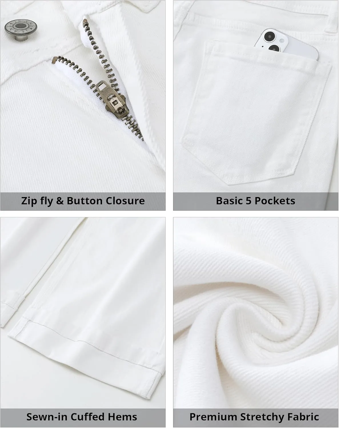 GRAPENT Wide Leg Jeans for Women High Waisted Stretchy Denim Crop Pants Fold Hem Cropped Baggy Jeans with Pockets