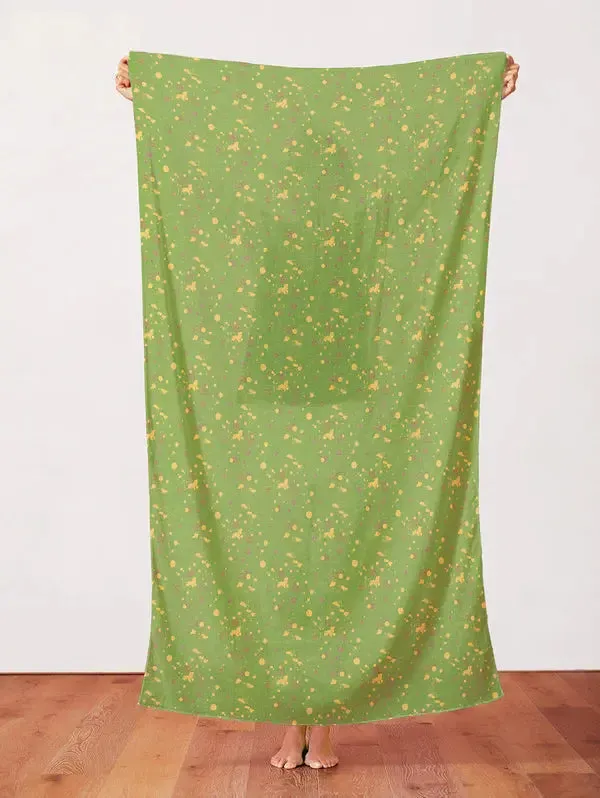 Green Olive On Your Mark Ink Splats Cotton 44"/45" Fabric Per Yard