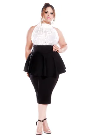 High Waist Peplum Pencil Skirt- JIBRI