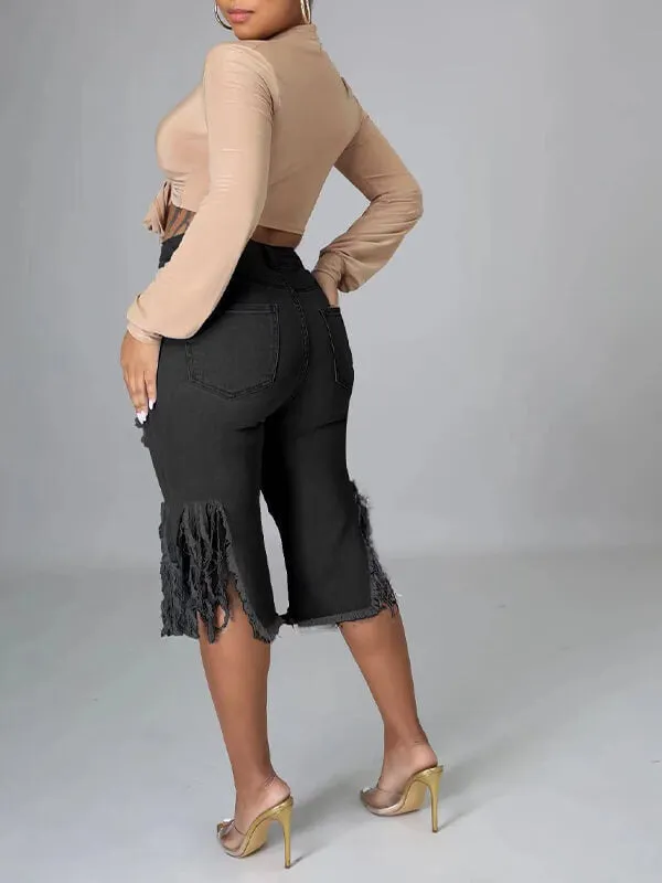 Indiebeautie Ripped Capris Jeans