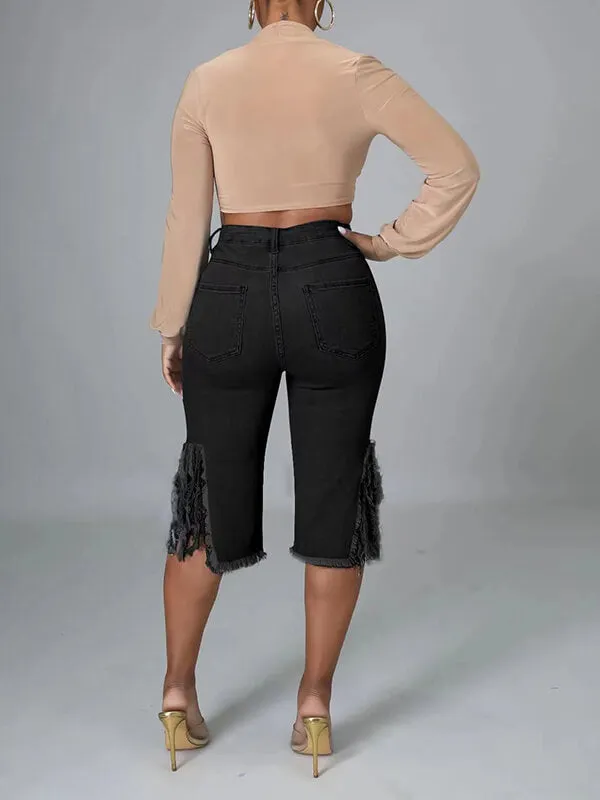 Indiebeautie Ripped Capris Jeans