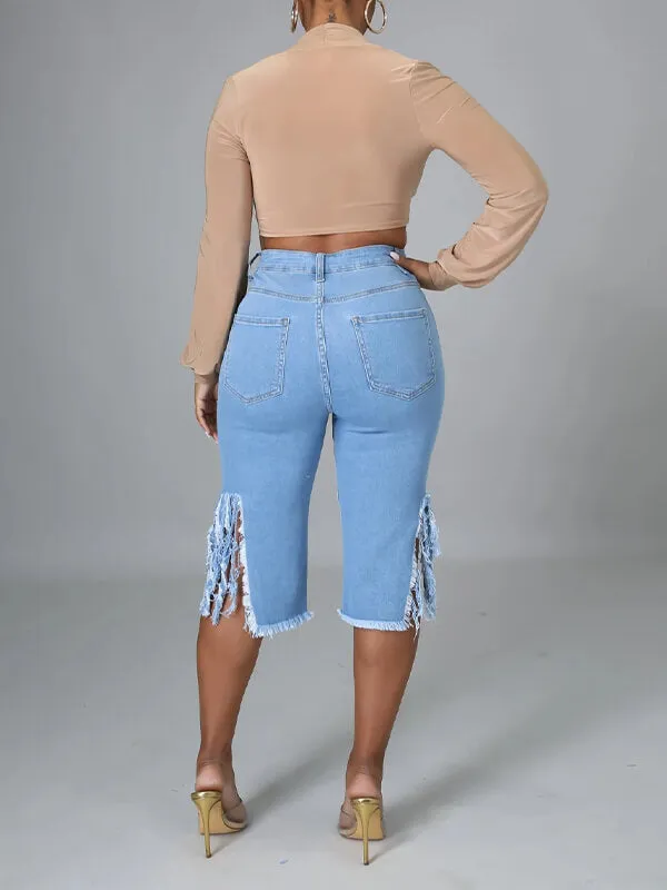 Indiebeautie Ripped Capris Jeans