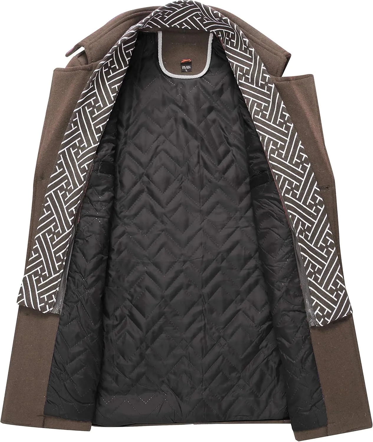 INVACHI Men's Wool Blend Coat Warm Winter Trench Coat with Detachable Soft Scarf Single Breasted Pea Coat