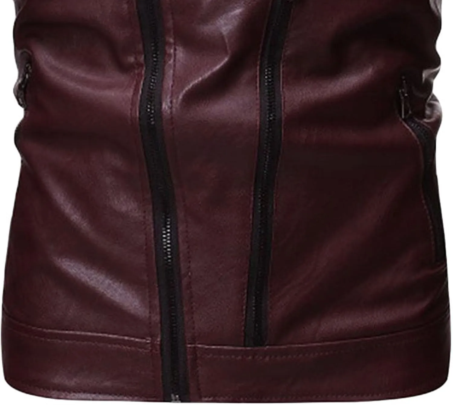 JEsilunmaMY Men's Asymmetric Zip Leather Jacket Suit Collar Fall Winter Motorcycle Bomber Coat Slim Fit Moto Biker Coat