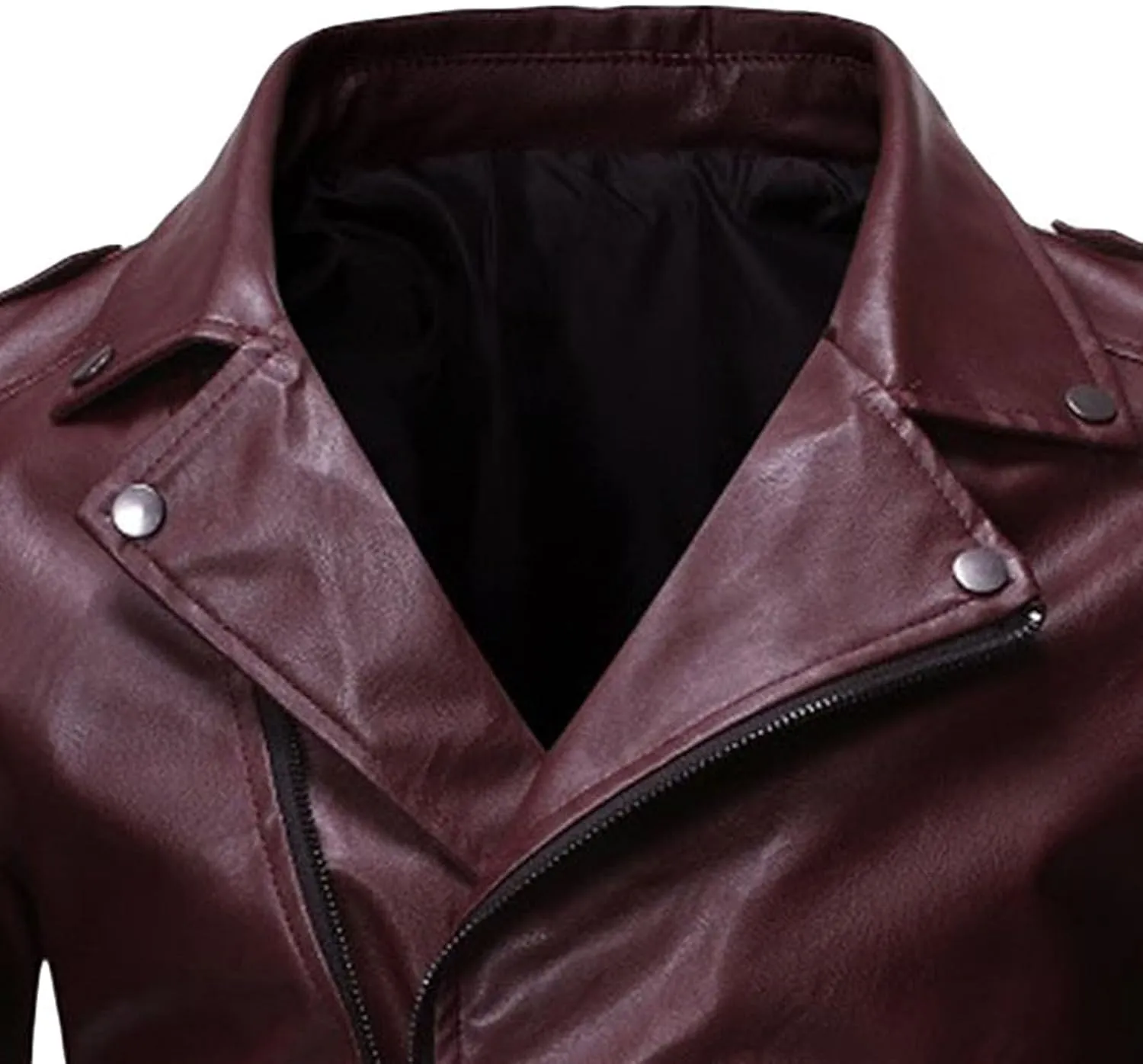 JEsilunmaMY Men's Asymmetric Zip Leather Jacket Suit Collar Fall Winter Motorcycle Bomber Coat Slim Fit Moto Biker Coat