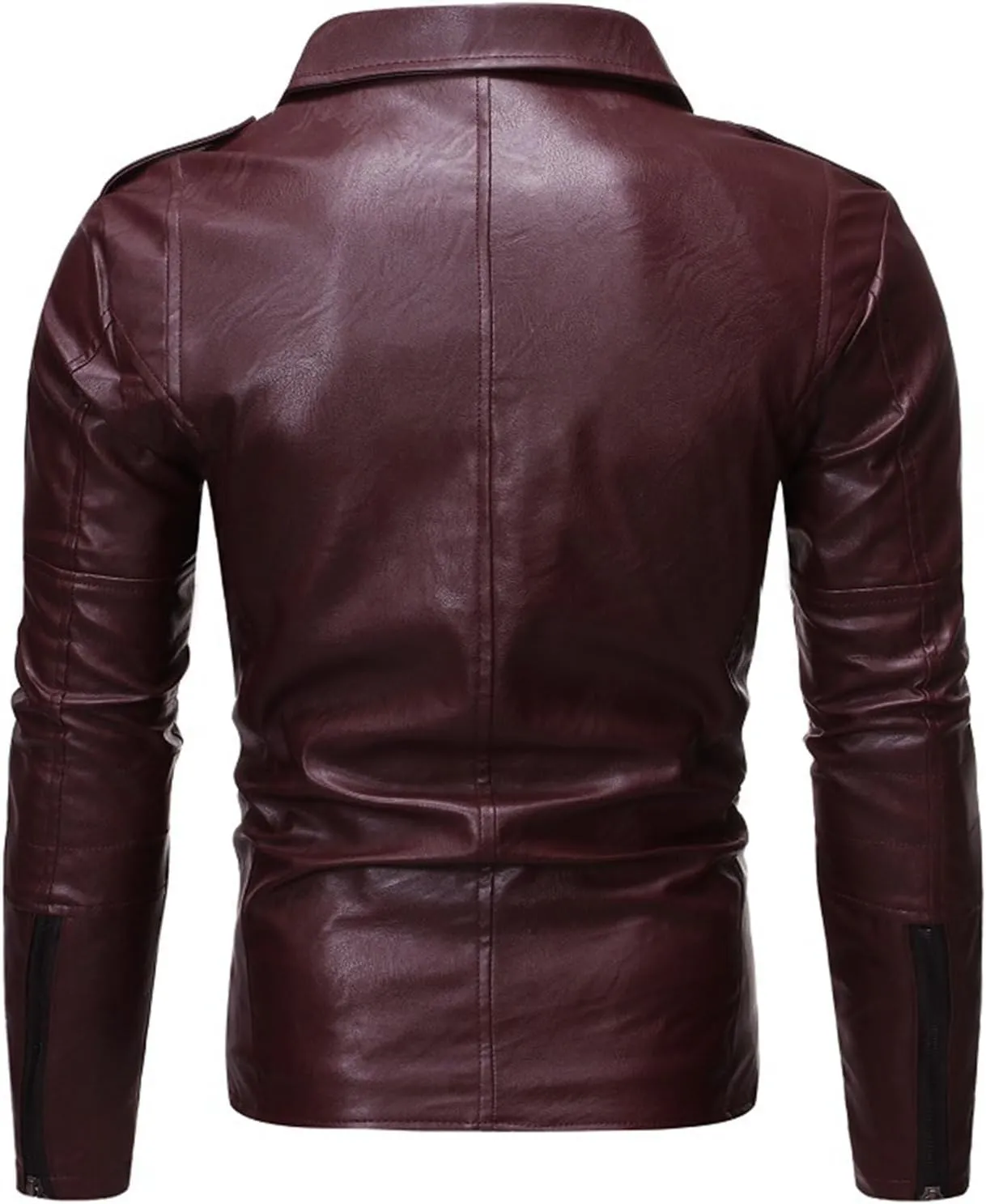 JEsilunmaMY Men's Asymmetric Zip Leather Jacket Suit Collar Fall Winter Motorcycle Bomber Coat Slim Fit Moto Biker Coat