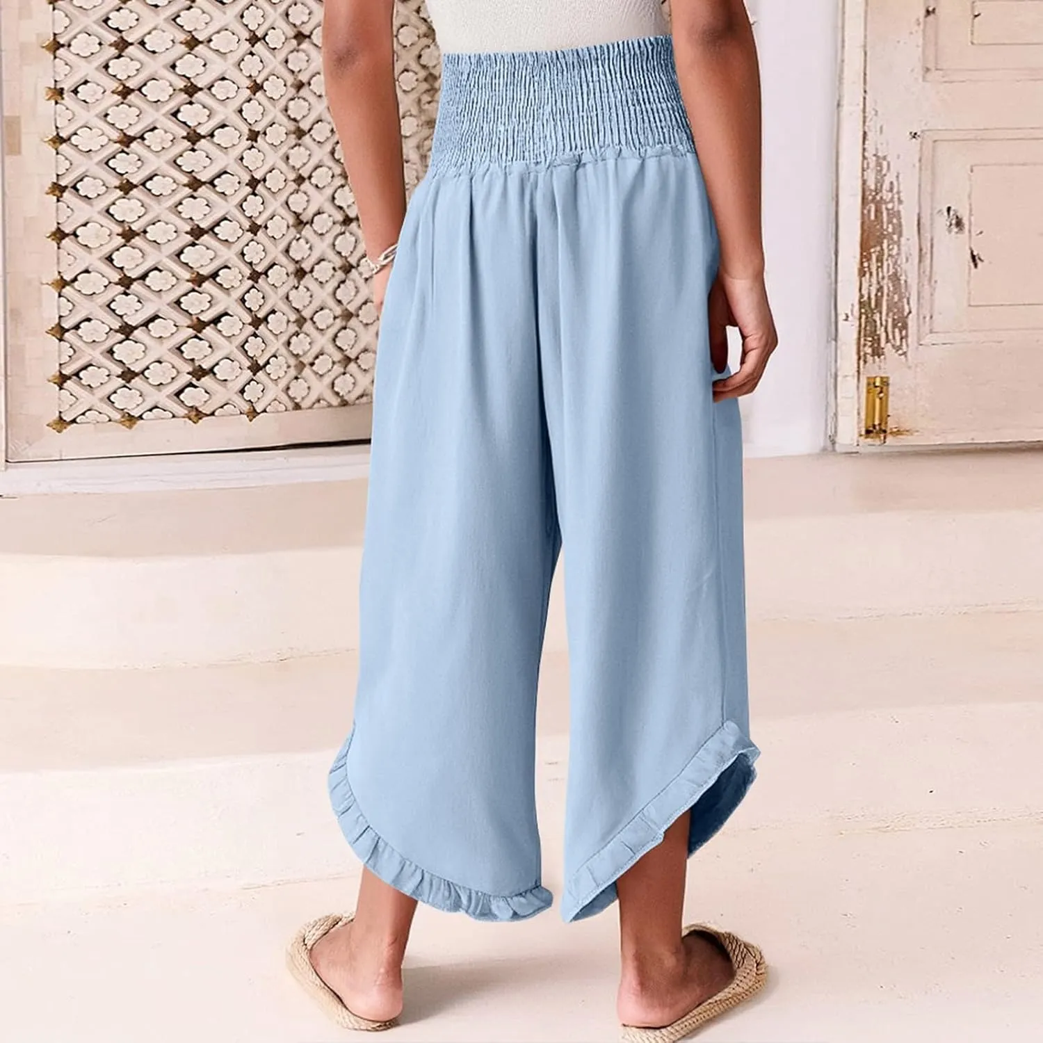 Linen Pants Women Summer Boho Wide Leg High Waist Lounge Palazzo Pant 2025 Casual Beach Vacation Outfits
