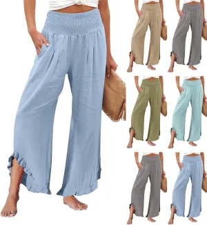 Linen Pants Women Summer Boho Wide Leg High Waist Lounge Palazzo Pant 2025 Casual Beach Vacation Outfits