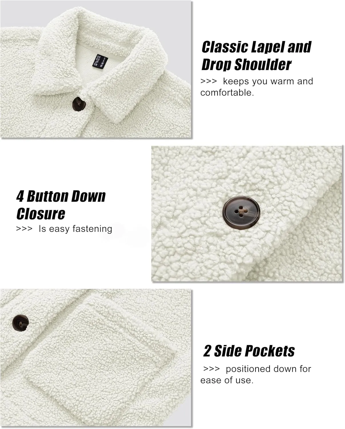 MAGCOMSEN Womens Sherpa Fleece Jackets Fuzzy Warm Winter Jackets Button Down Coat Long Sleeve Outwear with Pockets