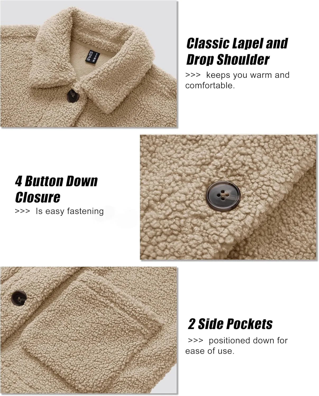 MAGCOMSEN Womens Sherpa Fleece Jackets Fuzzy Warm Winter Jackets Button Down Coat Long Sleeve Outwear with Pockets