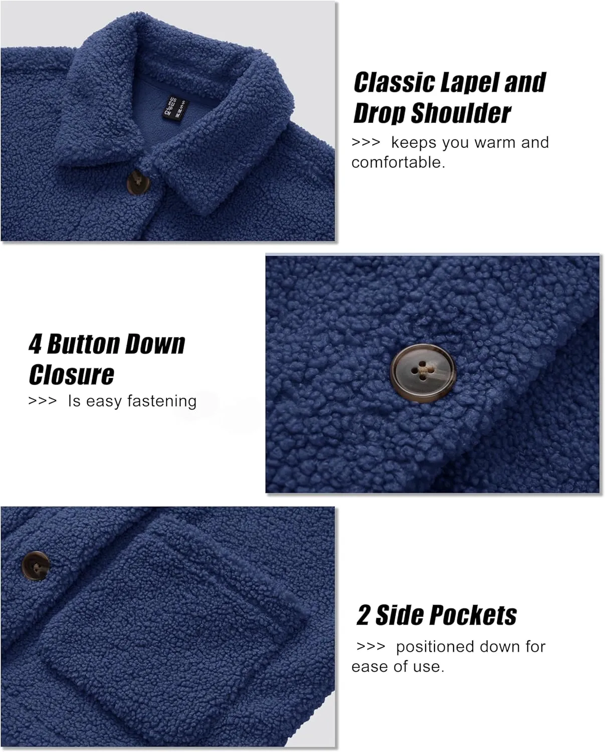 MAGCOMSEN Womens Sherpa Fleece Jackets Fuzzy Warm Winter Jackets Button Down Coat Long Sleeve Outwear with Pockets