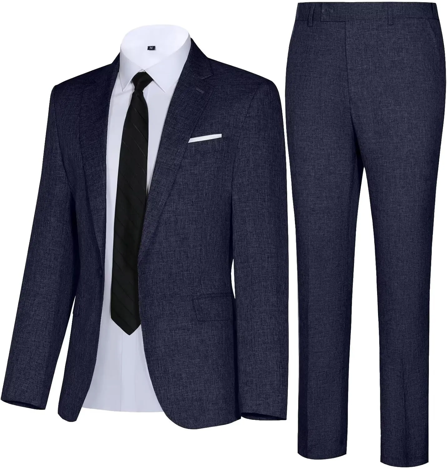 Men Casual Suits Classic Fit 2 Piece Suit One Button Lightweight Blazer Jacket Pants Set for Business Prom Wedding