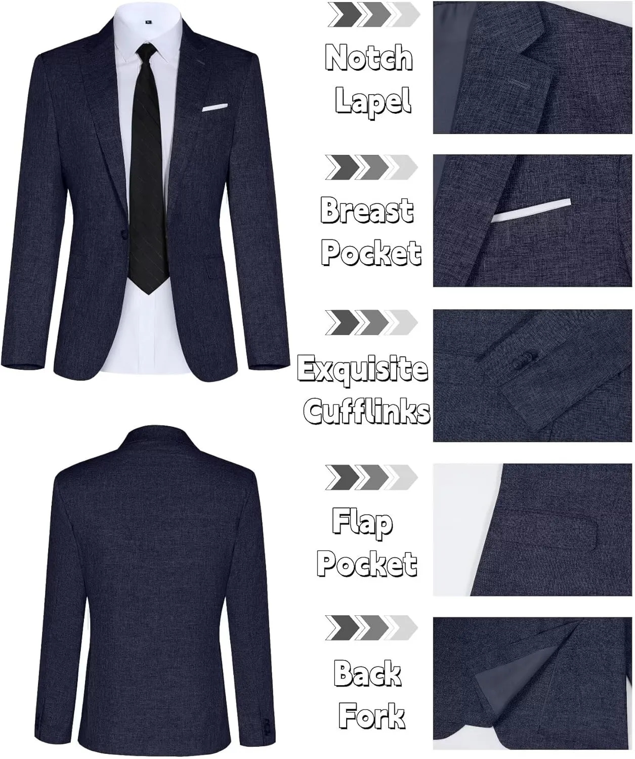 Men Casual Suits Classic Fit 2 Piece Suit One Button Lightweight Blazer Jacket Pants Set for Business Prom Wedding