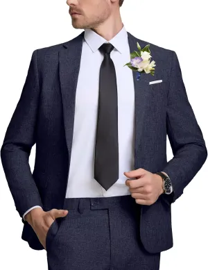 Men Casual Suits Classic Fit 2 Piece Suit One Button Lightweight Blazer Jacket Pants Set for Business Prom Wedding