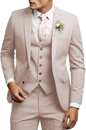 Men's Casual Suit 3 Pieces Slim Fit Wedding Tuxedo Suit Notch Lapel Blazer Vest Pants Formal Business Suits for Men