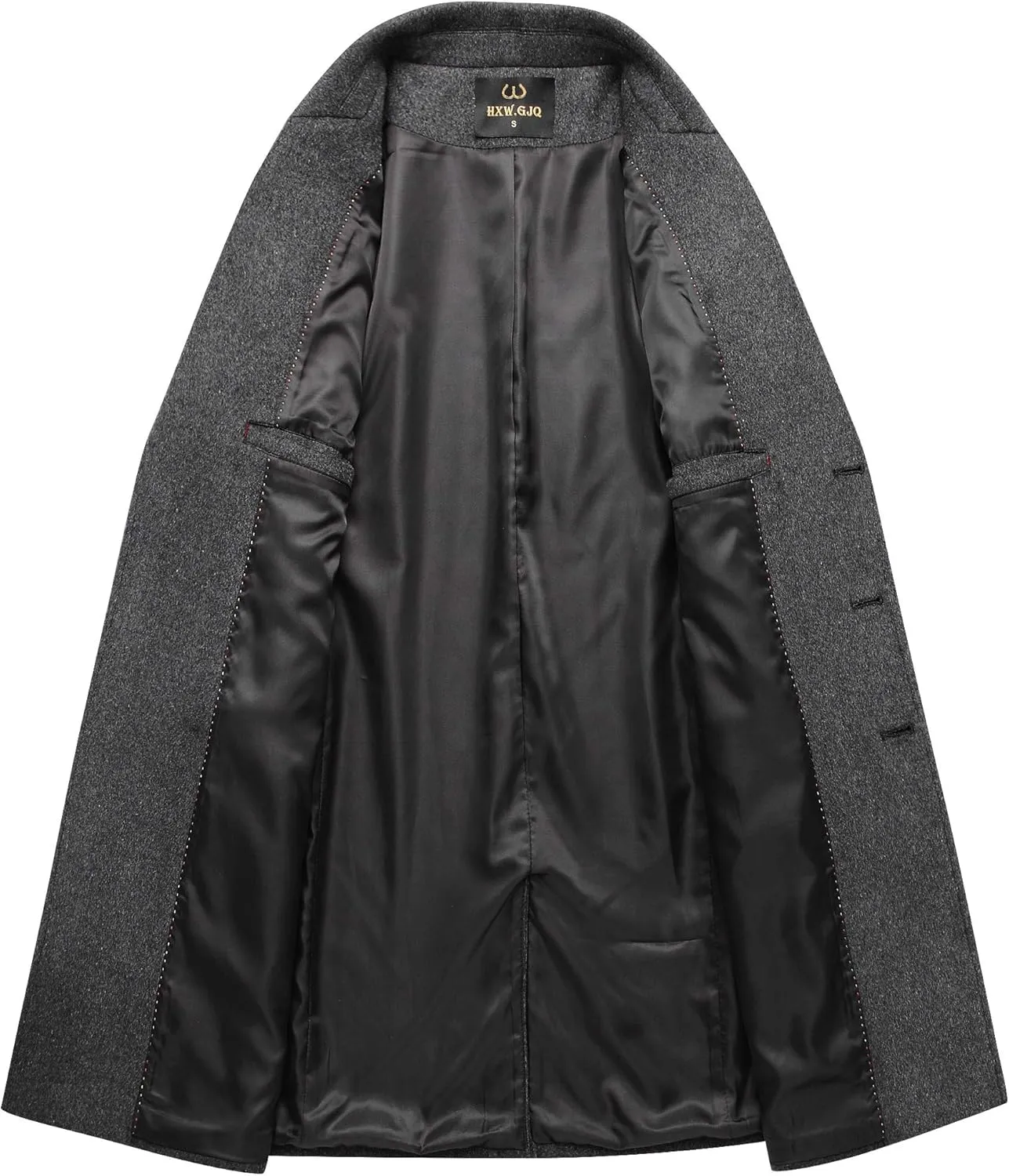 Men's Premium Wool Blend Double Breasted Long Pea Coat