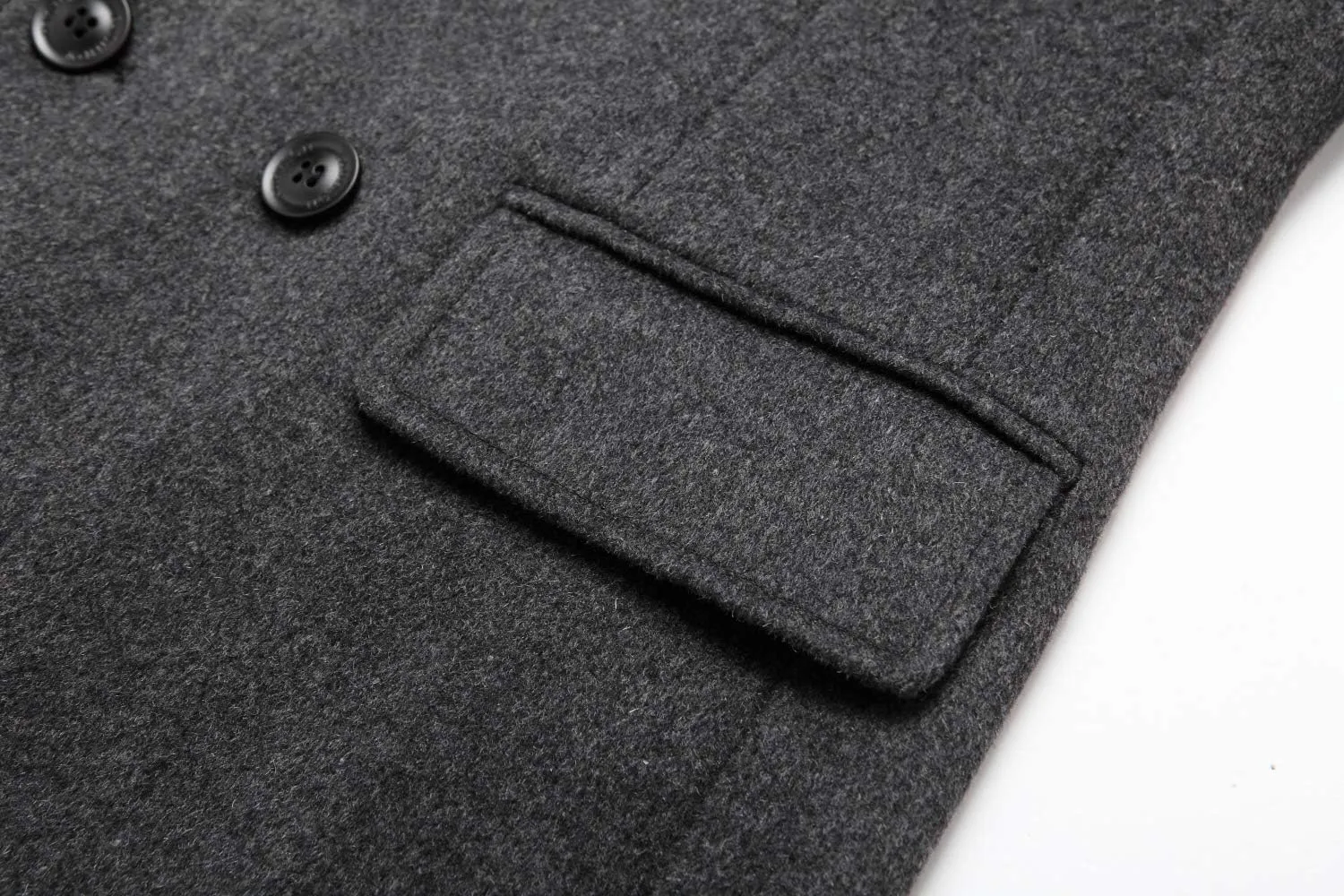 Men's Premium Wool Blend Double Breasted Long Pea Coat