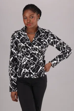 Natasha wrap blouse - black print