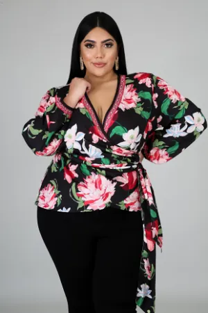 "You, Me, and Brunch" Printed Wrap Top