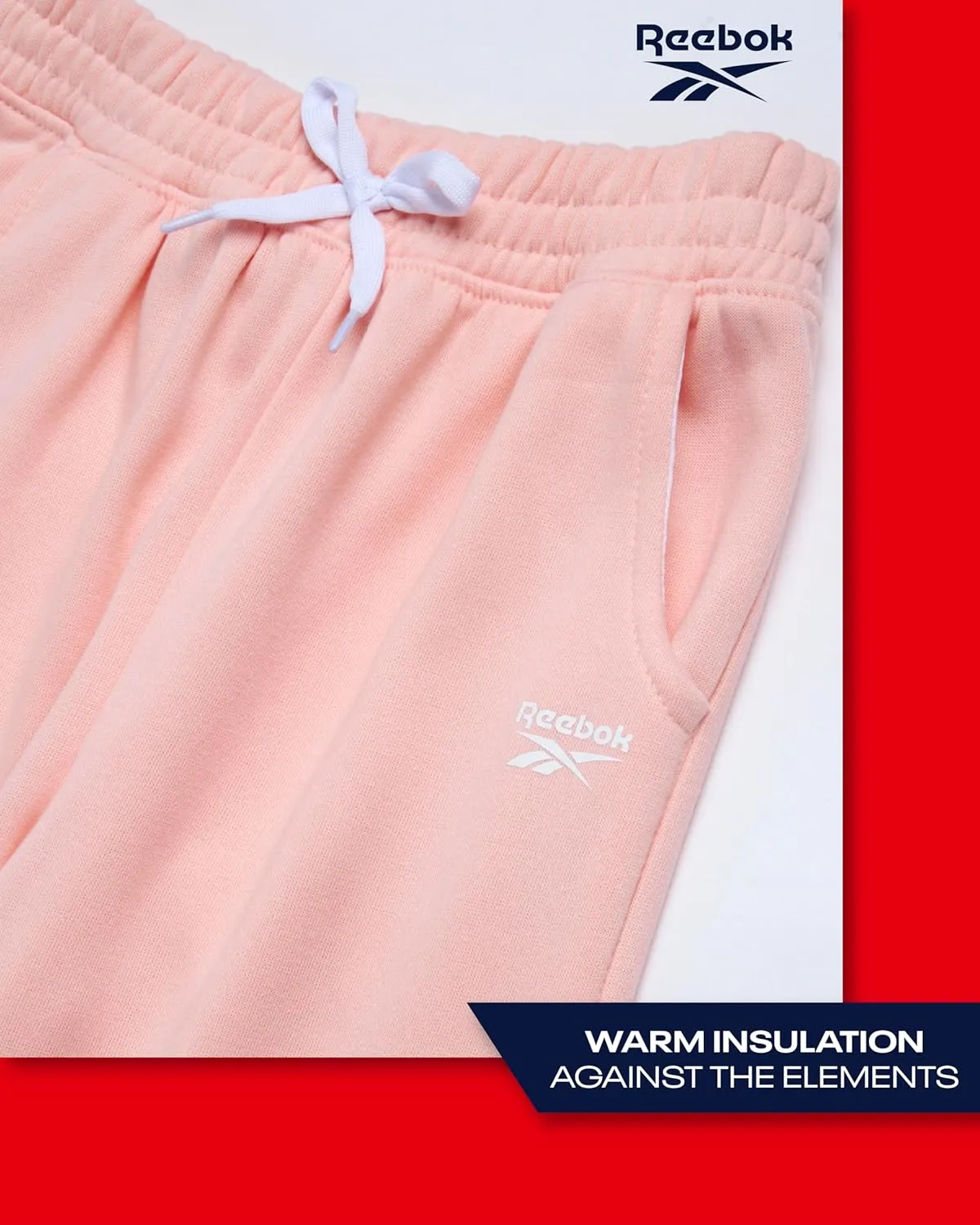 Reebok Girls' Sweatpants - 2 Pack Active Pull On Fleece Joggers and Wide Leg Jogger Pants with Pockets (Sizes: 4-16)