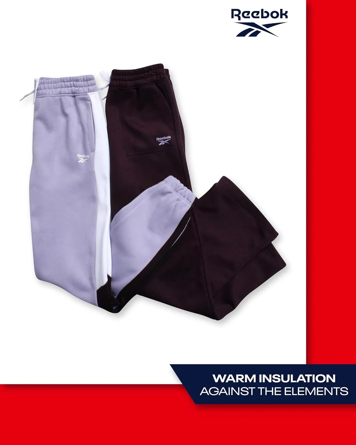 Reebok Girls' Sweatpants - 2 Pack Active Pull On Fleece Joggers and Wide Leg Jogger Pants with Pockets (Sizes: 4-16)