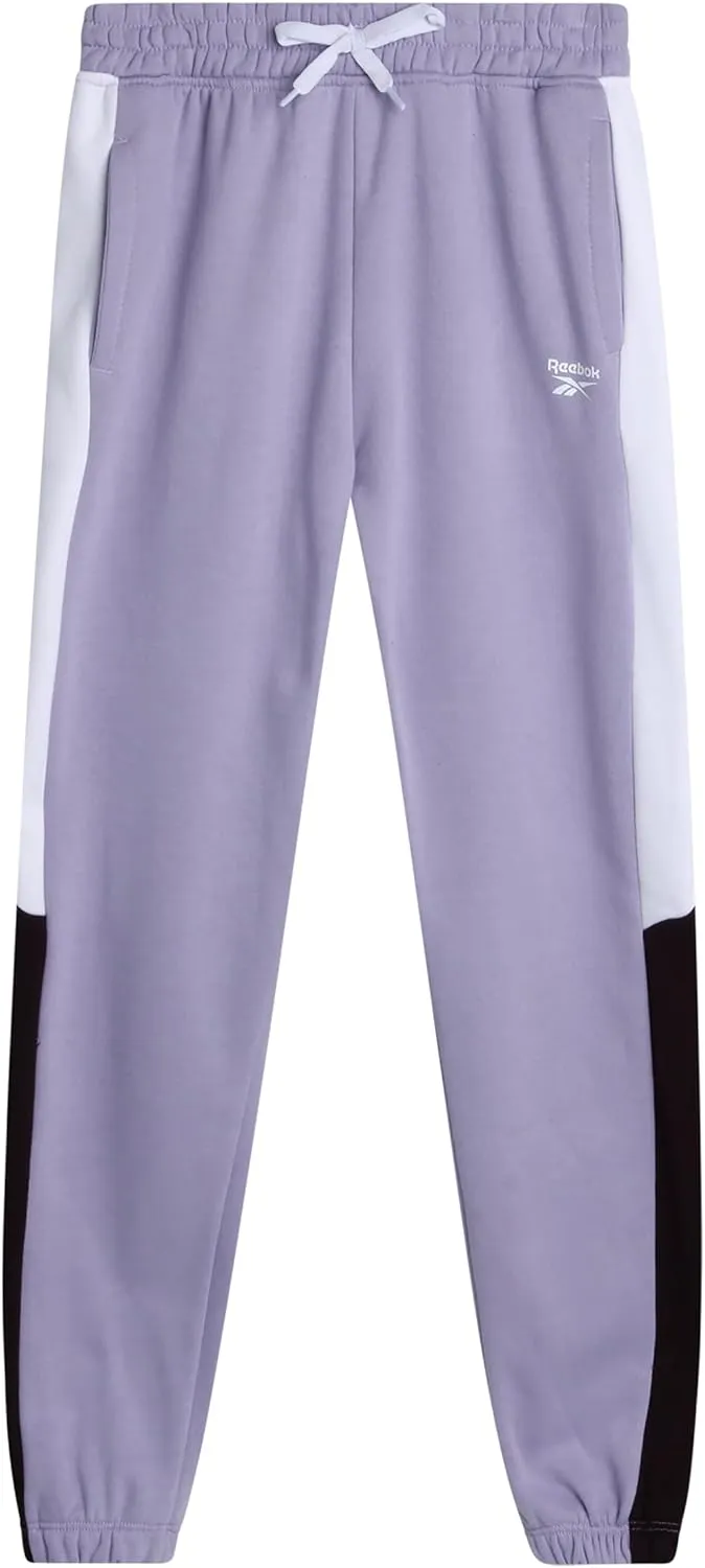 Reebok Girls' Sweatpants - 2 Pack Active Pull On Fleece Joggers and Wide Leg Jogger Pants with Pockets (Sizes: 4-16)
