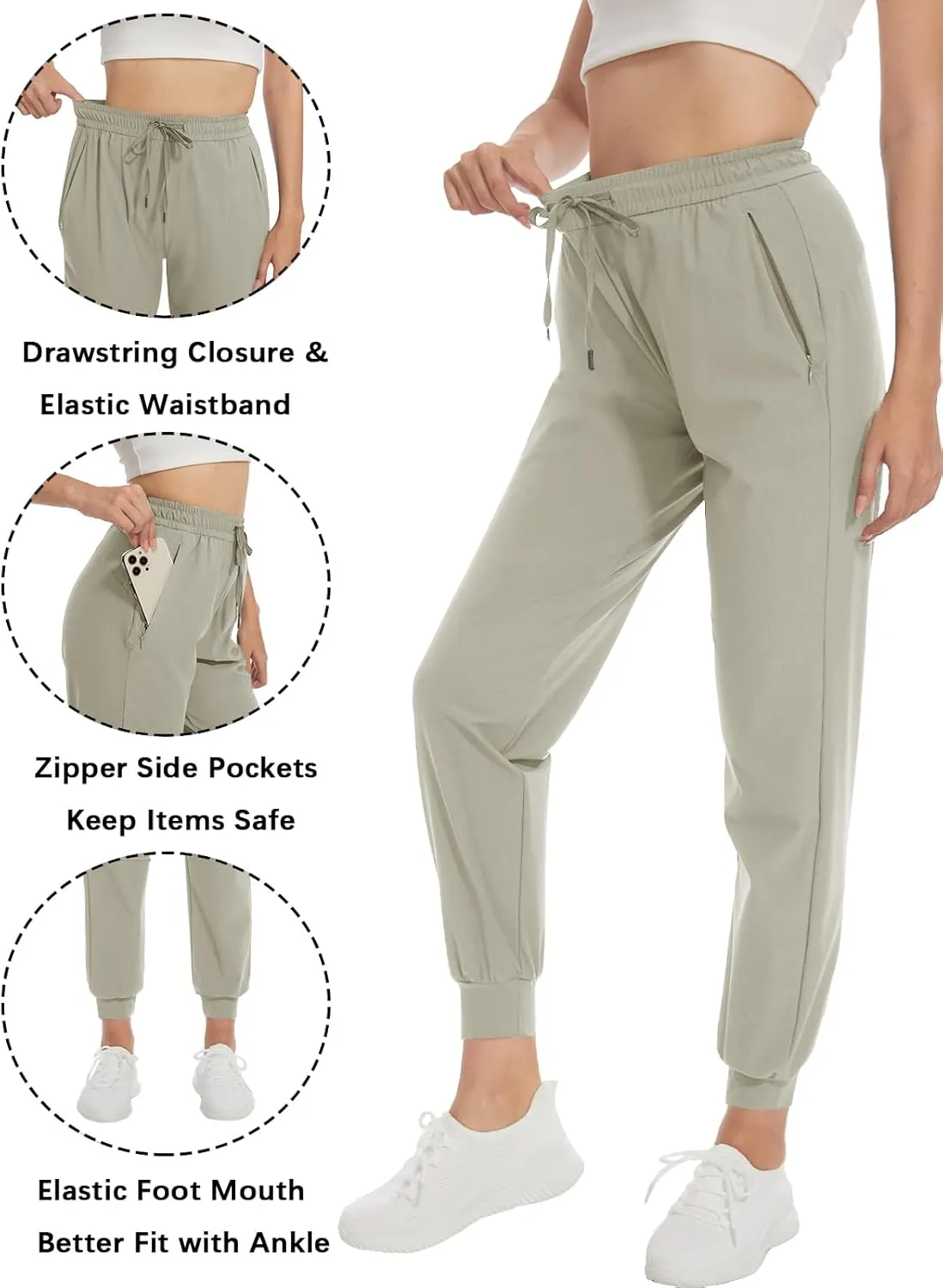 SEVEGO Women's 30"/32"/34"/36" Tall Inseam Joggers Lightweight Sweatpants Zipper Pockets Athletic Workout Lounge Pants