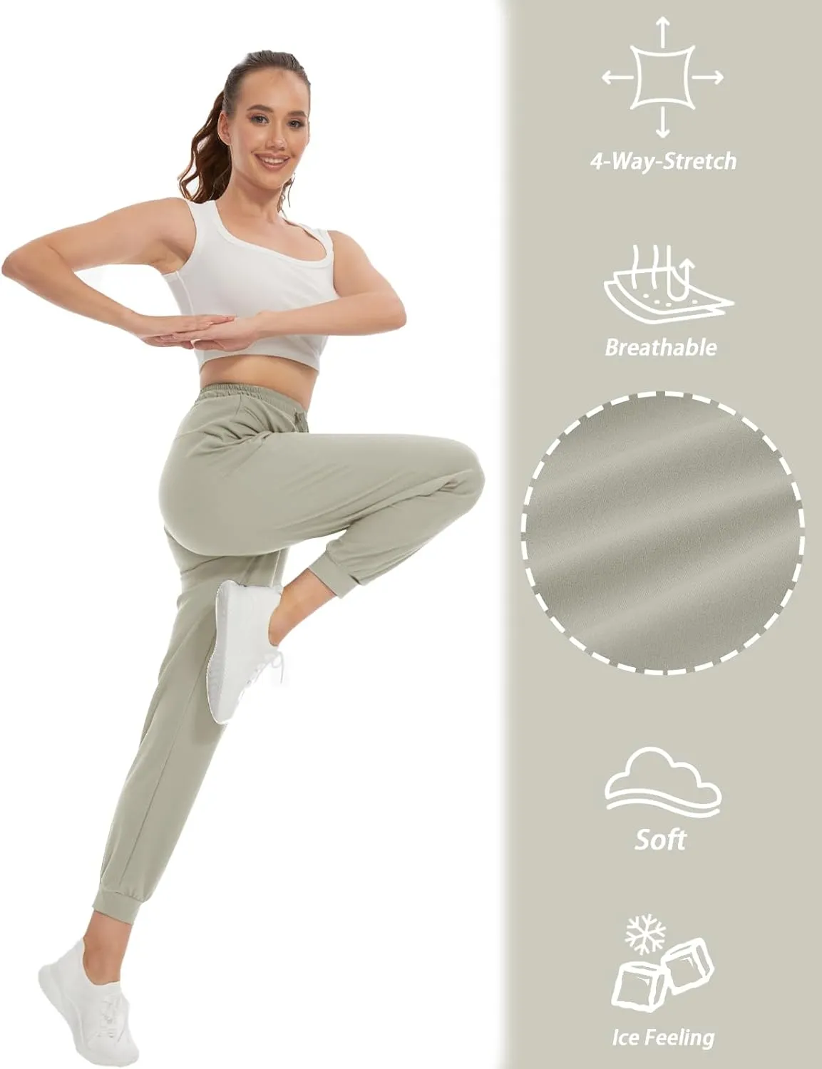 SEVEGO Women's 30"/32"/34"/36" Tall Inseam Joggers Lightweight Sweatpants Zipper Pockets Athletic Workout Lounge Pants