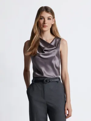 Silk satin cowl neck blouse