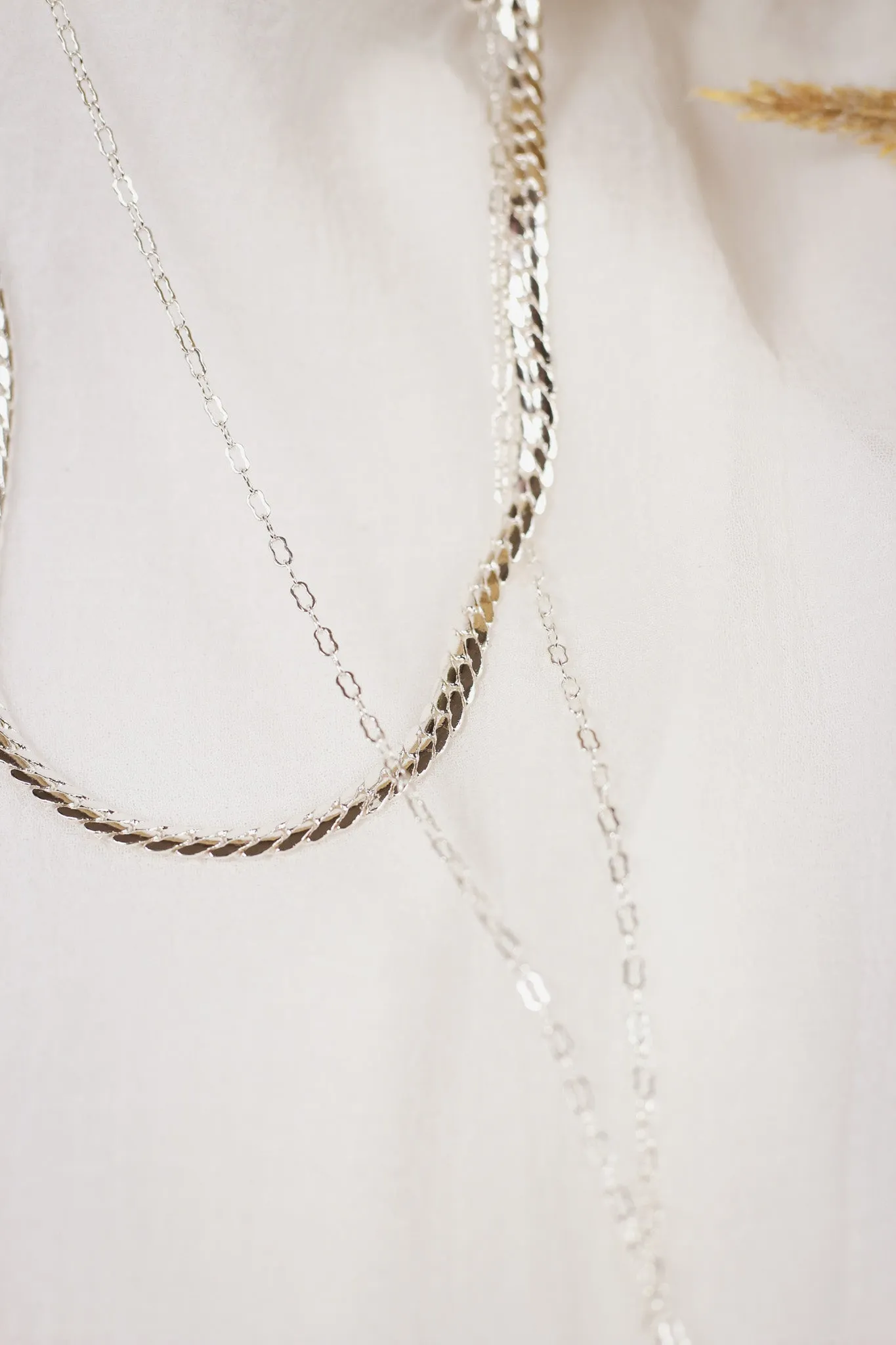 Silver Snake Chain Layered with Silver Cross 16"-18" Necklace