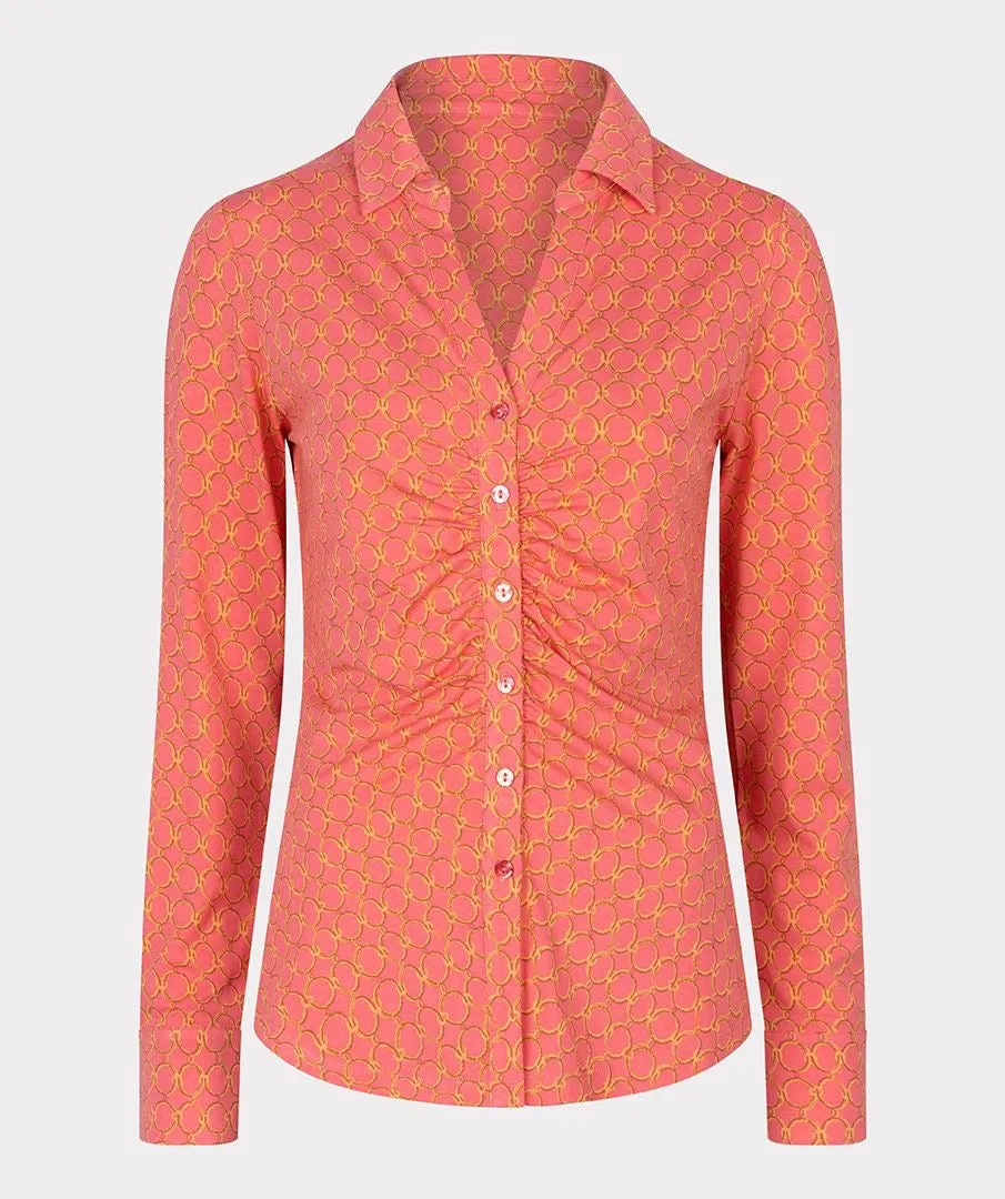 SJ Chain Print Gathered Blouse