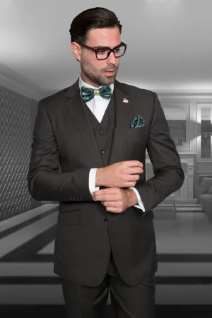 Statement "Julian" Solid Olive 3-Piece Tailored Fit Suit