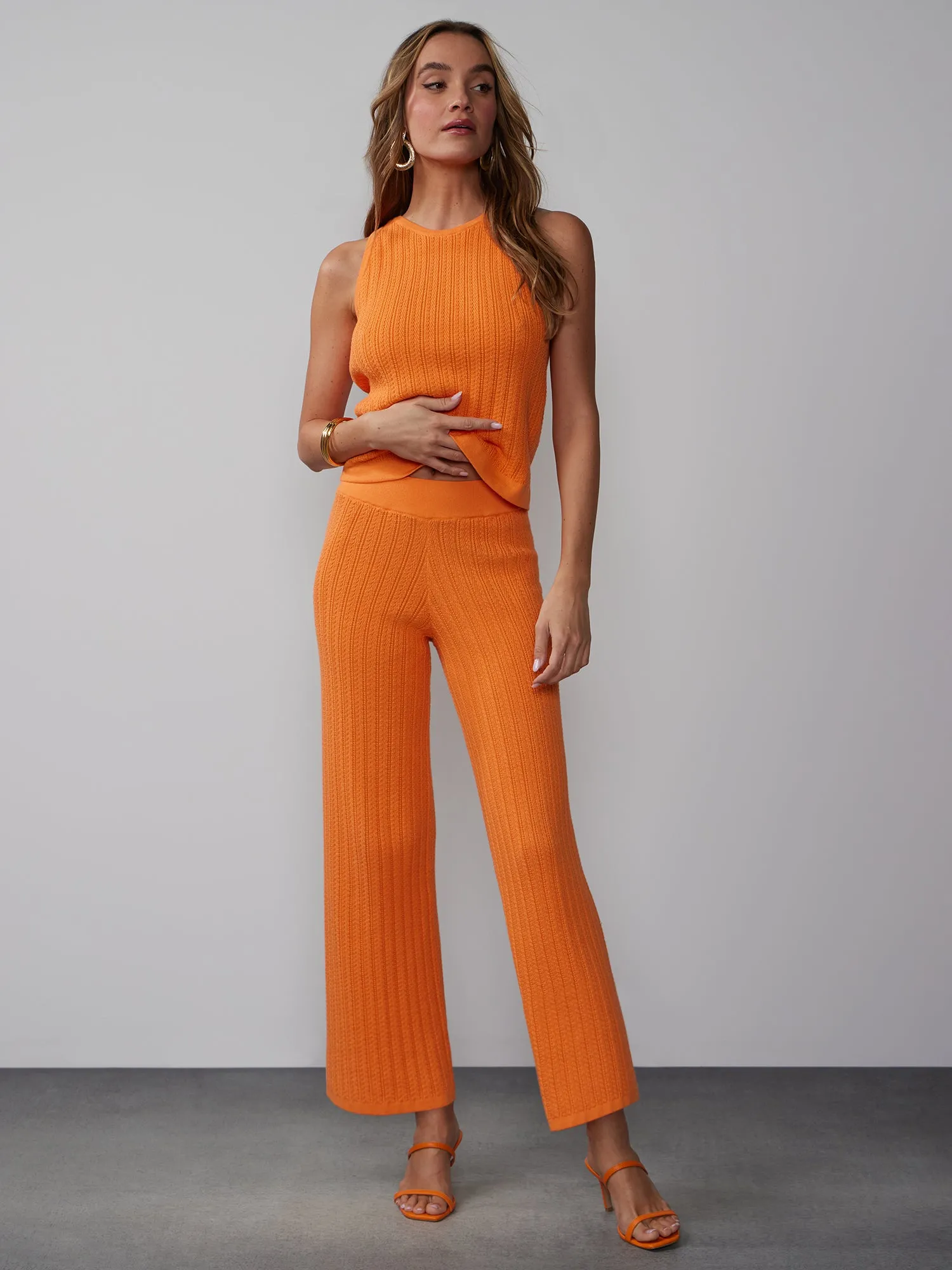 Stripe Knit Straight Leg Pant