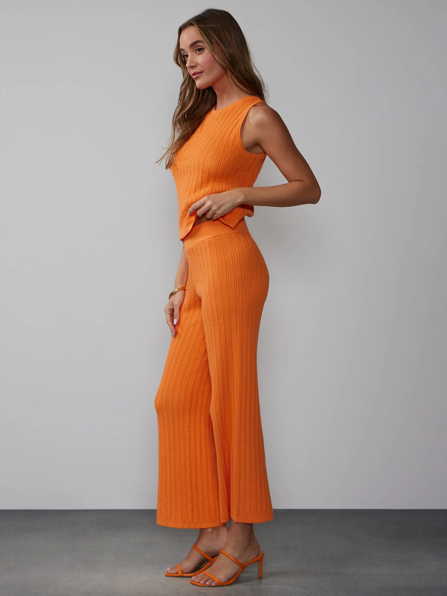 Stripe Knit Straight Leg Pant