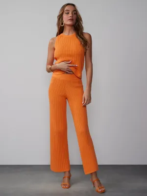 Stripe Knit Straight Leg Pant